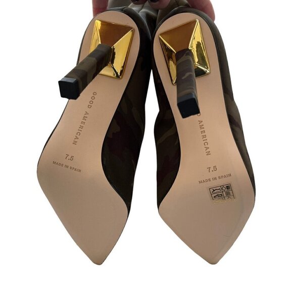 Good American Women Sz 7.5 Camouflage Sherpa Calf Thigh High Boots Sold Out NIB - Picture 9 of 11